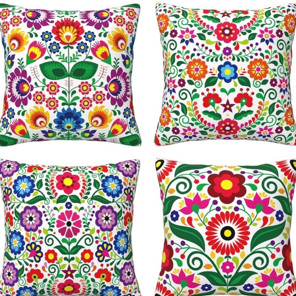 Set of 4 colorful floral throw pillow covers